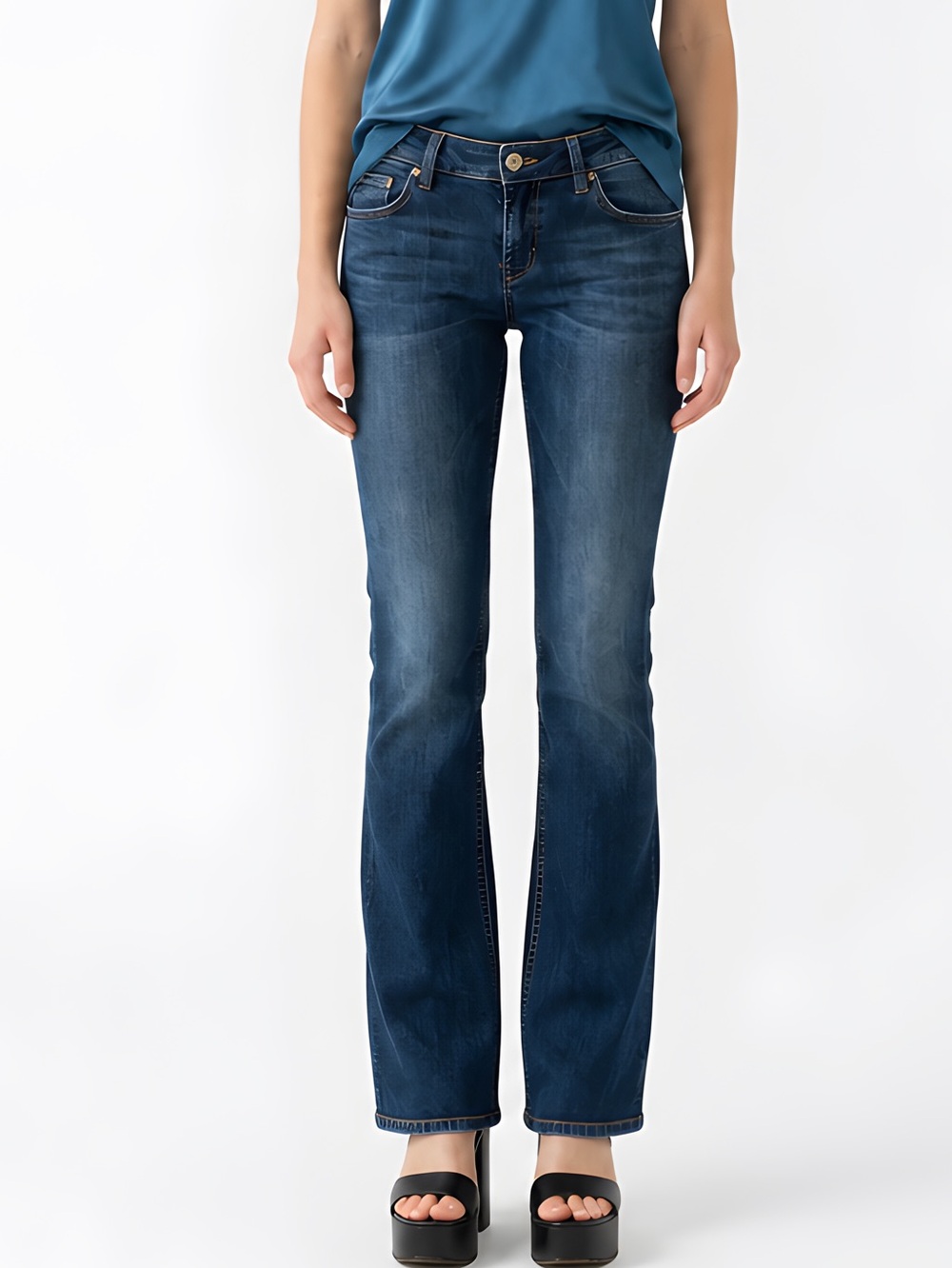 Guess Foxy Flare Jeans Womens 34 Dark Wash Excellent Low Rise Denim